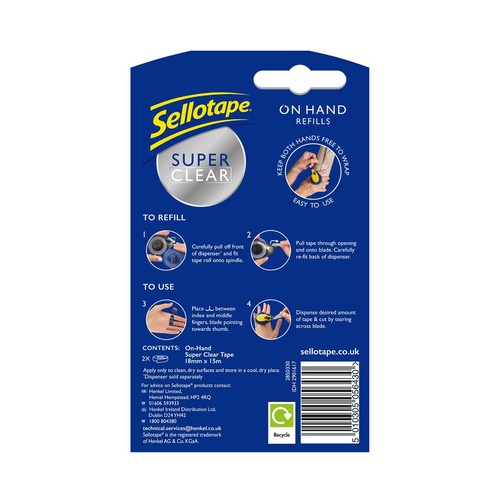 Sellotape On Hand Refills Twin Pack