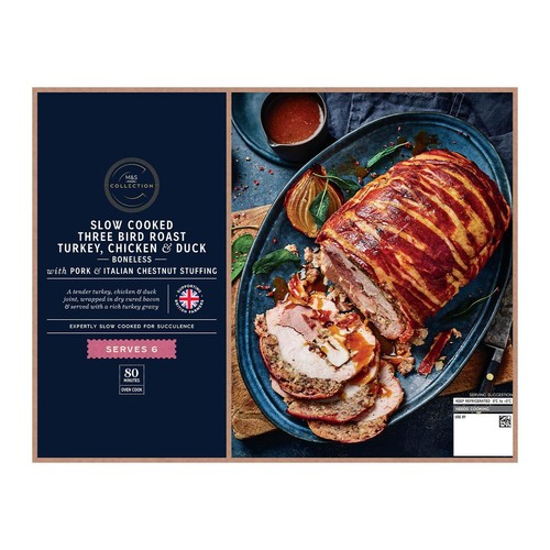 M&S Slow Cooked Boneless Three Bird Roast Ocado
