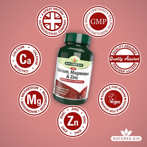 Natures Aid Calcium, Magnesium & Zinc Supplement Tablets