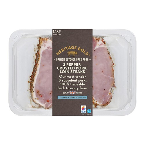 M&S Heritage Gold British Outdoor Bred 2 Pepper Crusted Loin Steaks