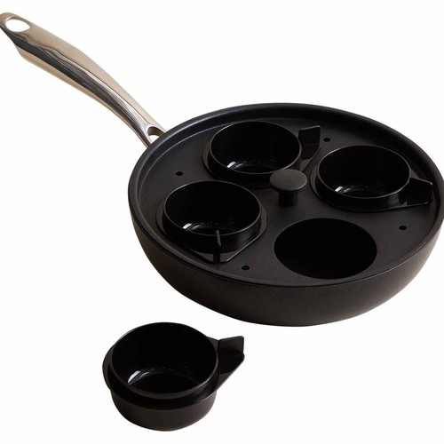 M&S Aluminium 20cm Non Stick Pro Egg Poacher, Black
