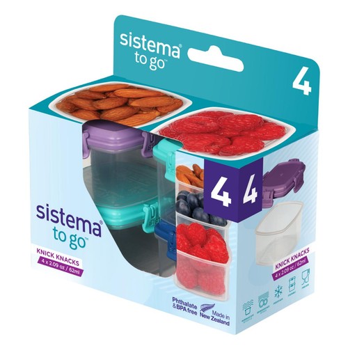 Sistema Knick Knack Pack Mini To Go Food Containers 4 Pack