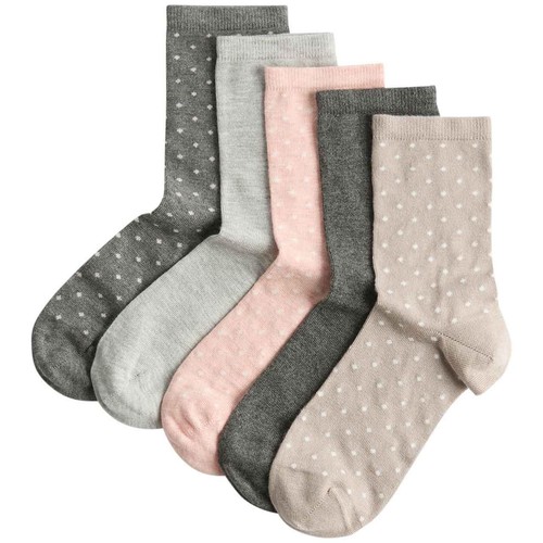 M&S Womens Super Soft Polka Dot Ankle High Socks, 6-8, Grey Mix