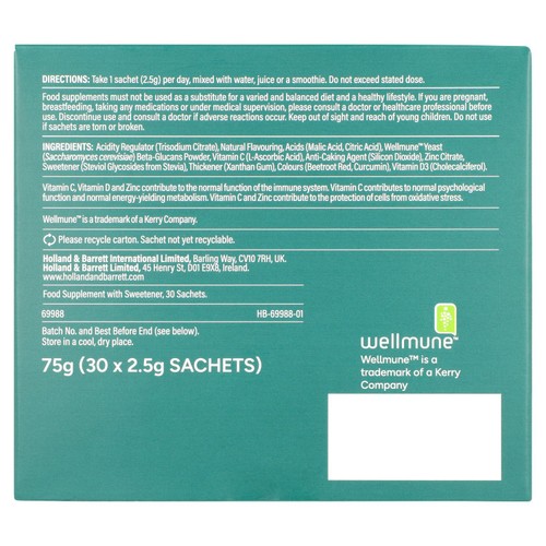 Holland & Barrett Wellmune Vitamin Complex Powder Sachets Orange Flavour