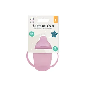 123 Baby Sipper Cup with Handle and Dust Cover 260ml/8oz Pink