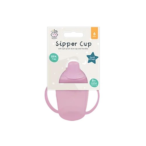 123 Baby Sipper Cup with Handle and Dust Cover 260ml/8oz Pink