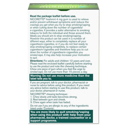Nicorette Fresh Mint Chewing Gum, 4 mg, 105 Pieces (Stop Smoking Aid)