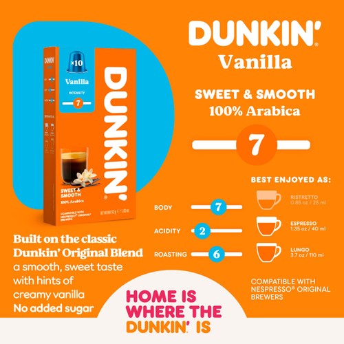Dunkin Vanilla Nespresso Compatible Coffee Pods