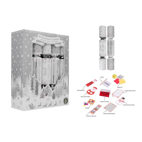 Silver Snowflake Family Crackers 