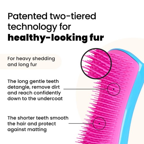 Pet Teezer De-shedding Dog Grooming Brush - Blue / Pink