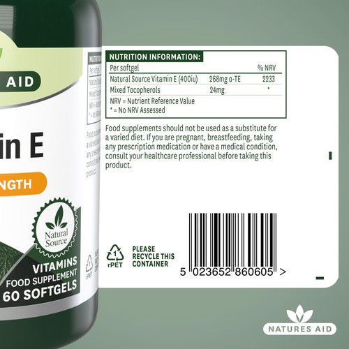 Natures Aid Vitamin E Supplement Soft Gels 400iu 