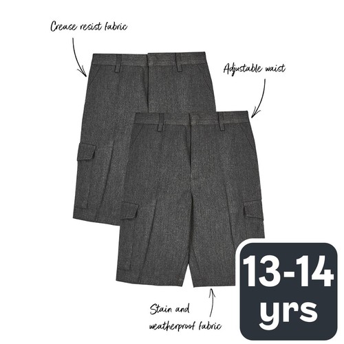 M&S Regular Leg Cargo School Shorts, 13-14 Years, Grey
