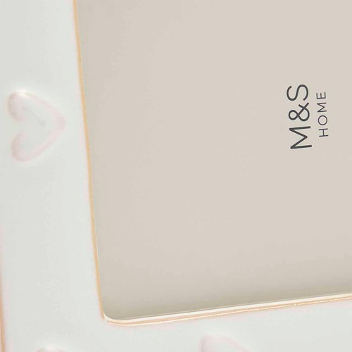 M&S Collection Ceramic Heart Photo Frame 4x6 Inch, One Size, White