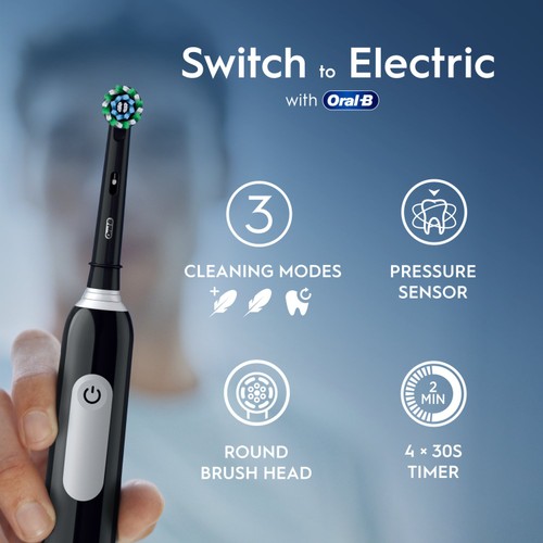 Oral-B Pro 1 Cross Action Black Electric Toothbrush + Travel Case
