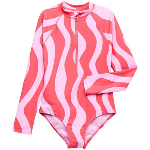 M&S Wave Stripe Long Sleeve Swimsuit, 11-12 Years, Multi