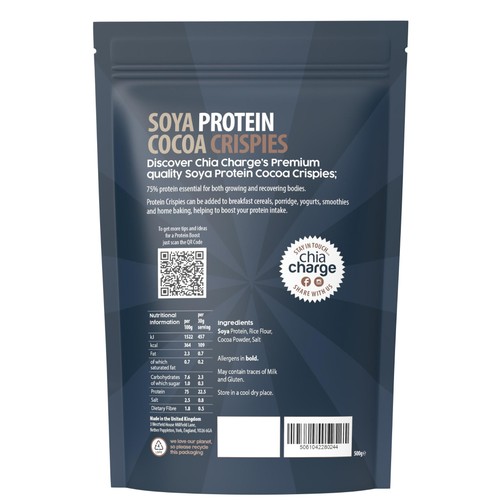 Chia Charge Cocoa Soya 75% Protein Crispies (500g)