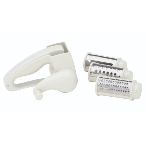 KitchenCraft Plastic Rotary Grater Mill with Three Blades, Display Boxed