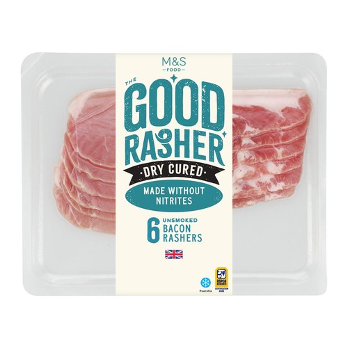 M&S Good Rasher 6 Dry Cured Unsmoked Bacon Rashers