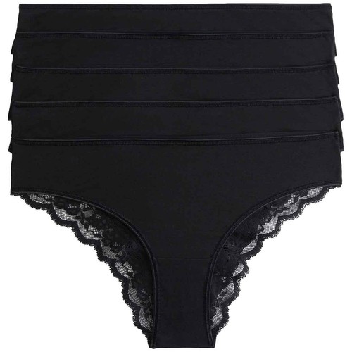 M&S Womens Cotton Rich Printed Brazilian Knickers, 16, Black