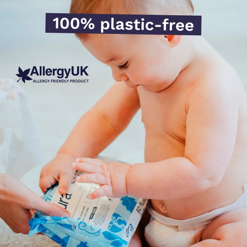 Pura Plastic Free Flushable Baby Wipes 60pk