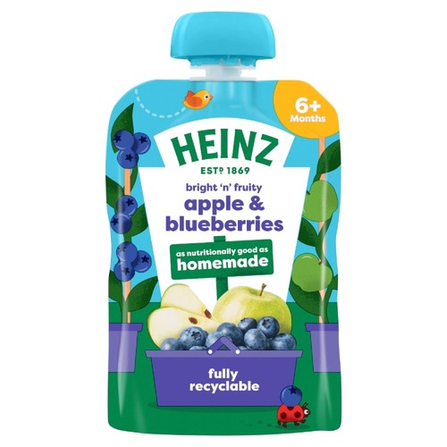 Heinz Apple & Blueberries Baby Food Fruit Pouch 6+ Months 