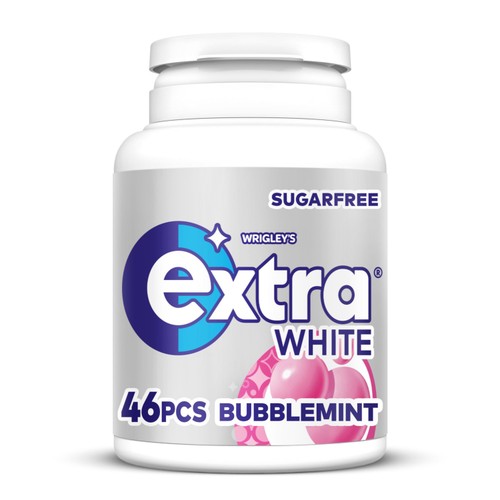 Extra White Bubblemint Sugarfree Chewing Gum Bottle 46 Pieces