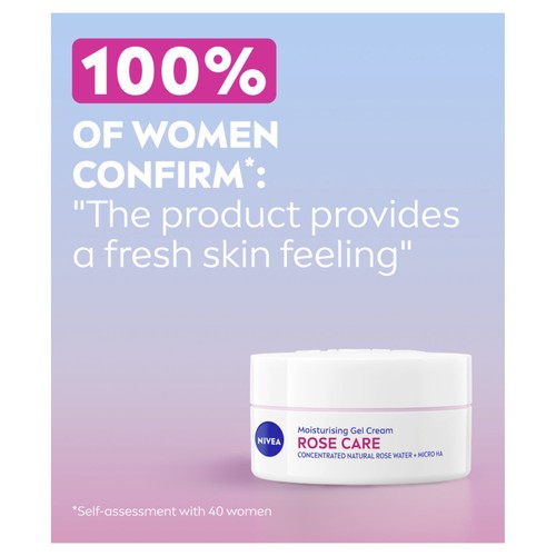 NIVEA Rose Care Moisturiser Gel Cream with Rose Water and Hyaluronic Acid