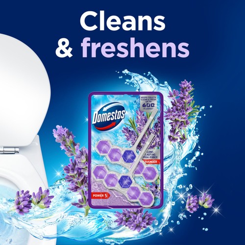 Domestos Power 5 Toilet Rim Block Lavender