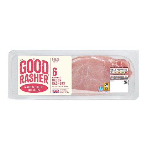 M&S Good Rasher British 6 Smoked Bacon Rashers Made Without Nitrites
