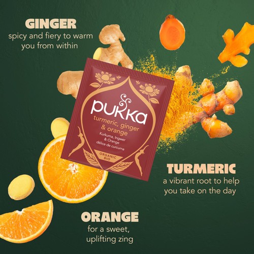 Pukka Turmeric, Ginger & Orange Tea x20 Home-Compostable Herbal Tea Bags