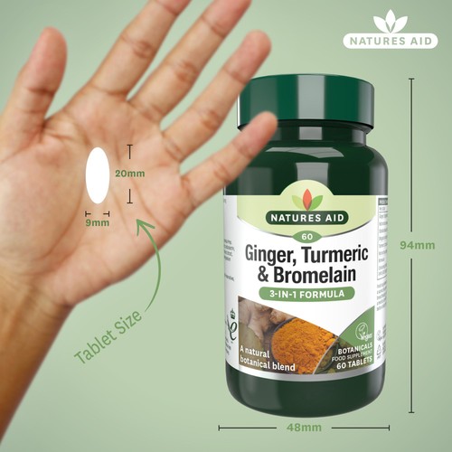 Natures Aid Ginger, Turmeric & Bromlelain Supplement Tablets 