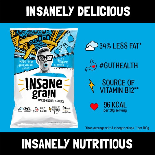 Insane Grain Salt & Vinegar - Baked Knobbly Sticks