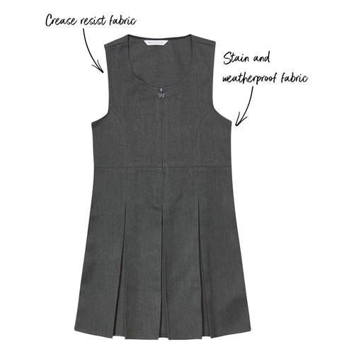 M&S Girls Permanent Pleats School Pinafore, 7-8 Years, Grey