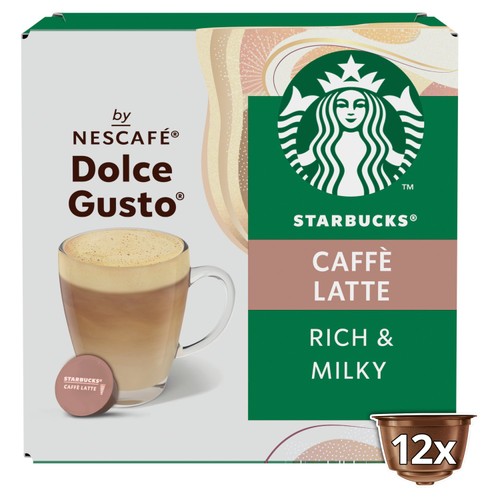 Starbucks Caffe Latte By Nescafe Dolce Gusto, Coffee Pods (12 Servings)
