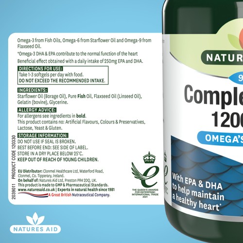 Natures Aid Complete EFA Omega's 3,6 & 9 Soft Gel Capsules 