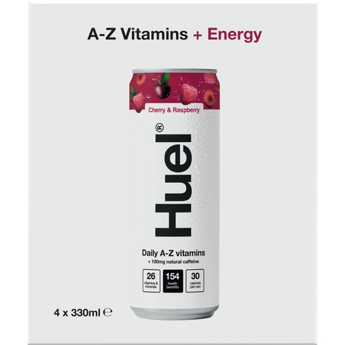 Huel Daily A-Z Cherry & Raspberry Sparkling Multivitamin Energy Drink