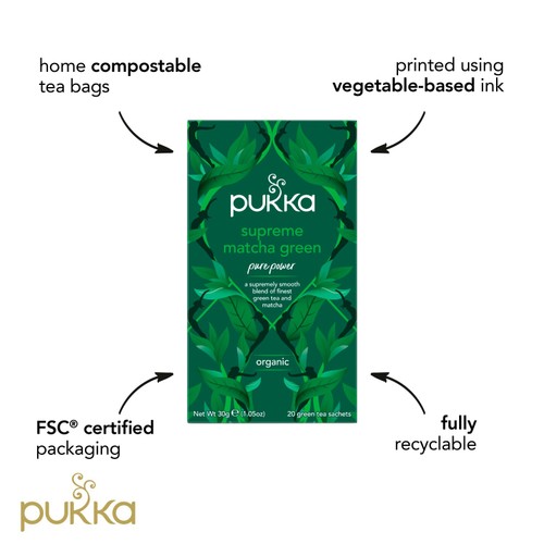 Pukka Organic Supreme Matcha Green Herbal Tea x20 Compostable Green TeaBags