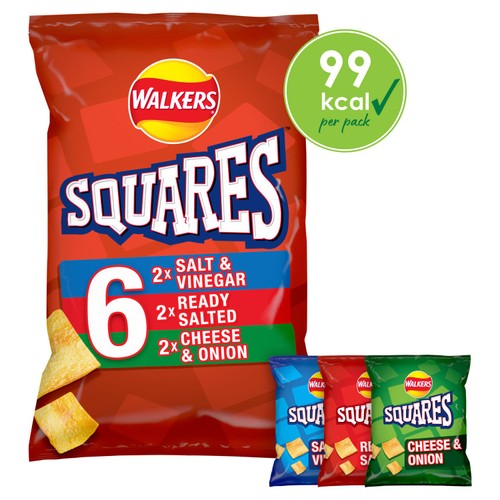 Walkers Squares Flavour Potato Snacks 6 x 22g