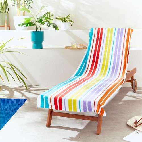 Catherine Lansfield Rainbow Stripe Sun Lounger Towel