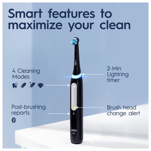 Oral-B iO4 Black & White Electric Toothbrush Duo Pack + Travel Case