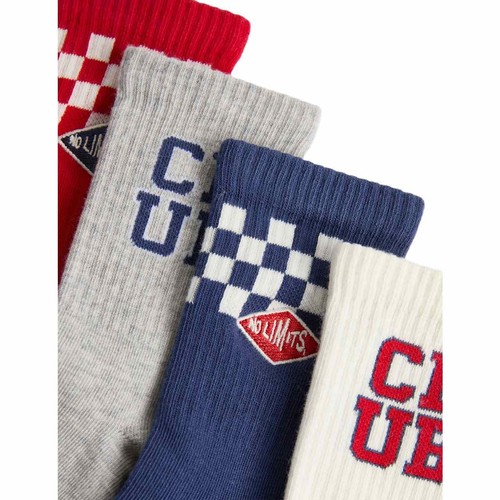 M&S Kids Check Socks, 12-3 Large, Red Mix