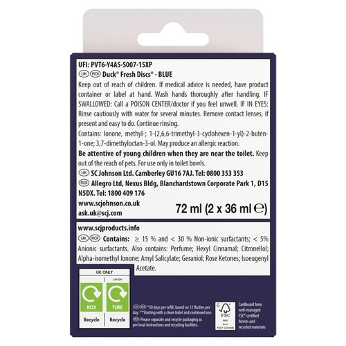 Duck Toilet Fresh Disc Duo Refills Blue