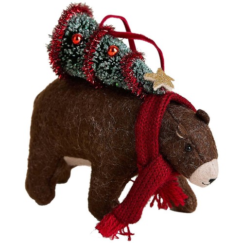 M&S Felt Bear And Tree, Brown Mix
