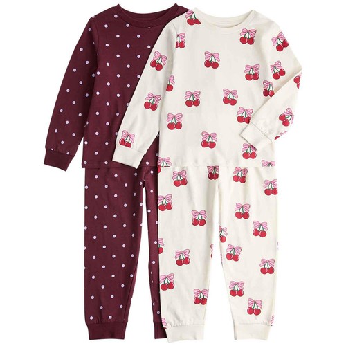 M&S Cherry Pyjamas. 5-6 Years, Burgundy 