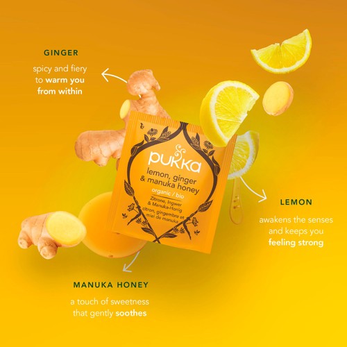 PUKKA Organic Lemon, Ginger & Manuka Honey 40 Herbal Tea Bags