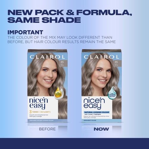 Clairol Nice'n Easy Creme Permanent Hair Dye 8S Soft Silver