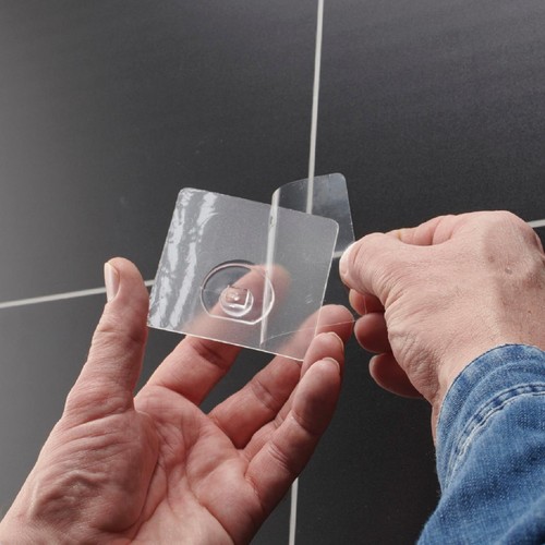 Addis Invisifix Bathroom Soap Dish Tray with Wall Mount Storage, Clear