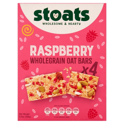 Stoats Raspberry & Honey Porridge Oat Bars 