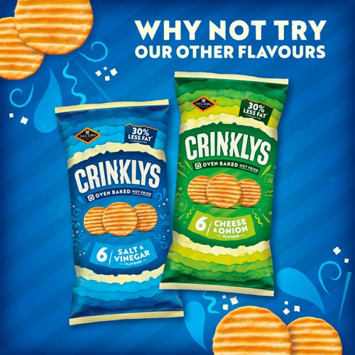 Jacobs Crinklys Salt & Vinegar 30% Less Fat Baked Snacks Multipack
