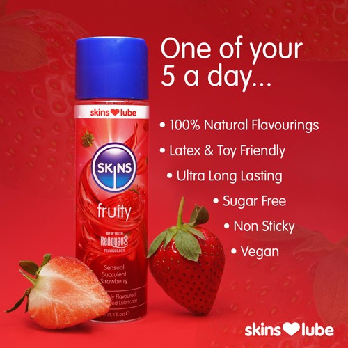 Skins Strawberry Flavoured Water Based Lubricant